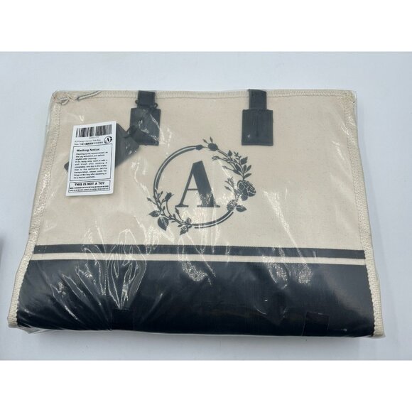 TOPDesign Monogram "A" Canvas Tote Bag for Women, w/ Wristlet Beach Bag Shopping - Picture 4 of 5